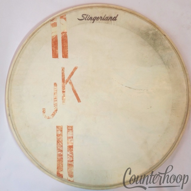 Slingerland 22" Calf Skin Resonant Logo Bass Drum Calfskin Head Vintage 50s USA — main photograph