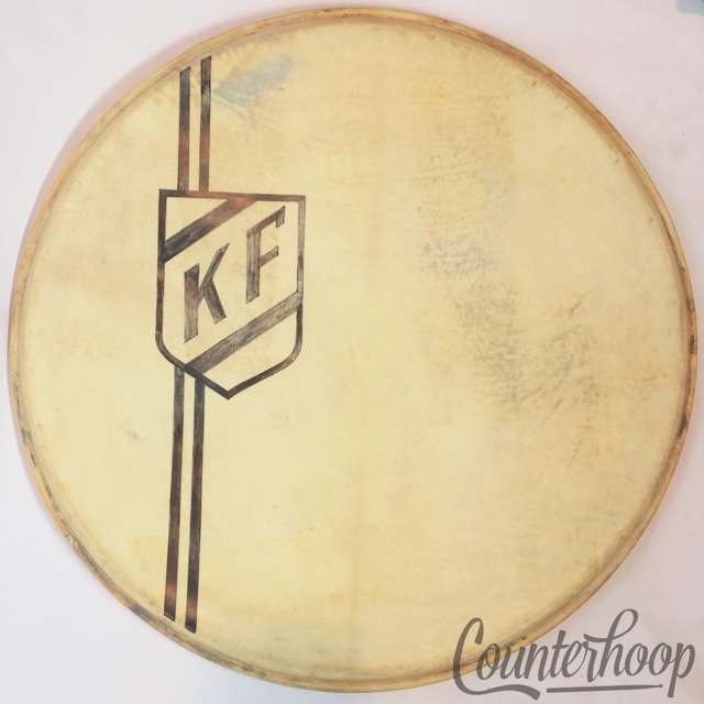 Ludwig 22" Calf Skin Resonant "KF"Shield Bass Drum Calfskin Head Vintage 40s USA — main photograph