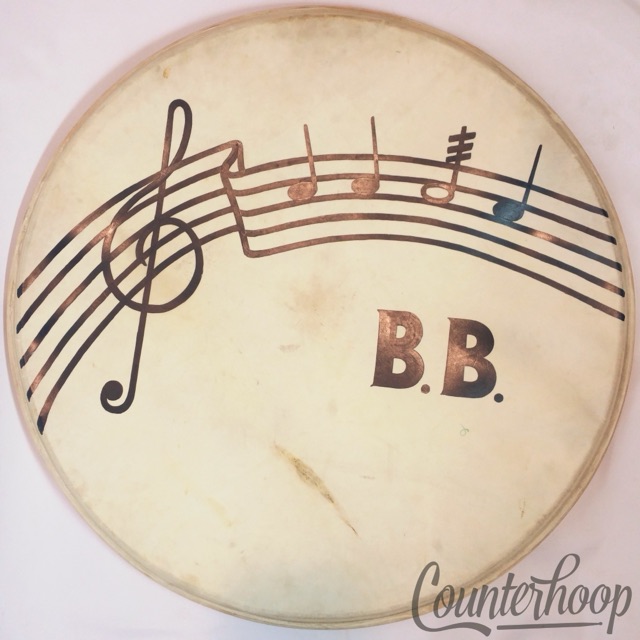 Leedy 22" Calf Skin Resonant "BB"Notes Bass Drum Calfskin Head Vintage 40s USA* — main photograph