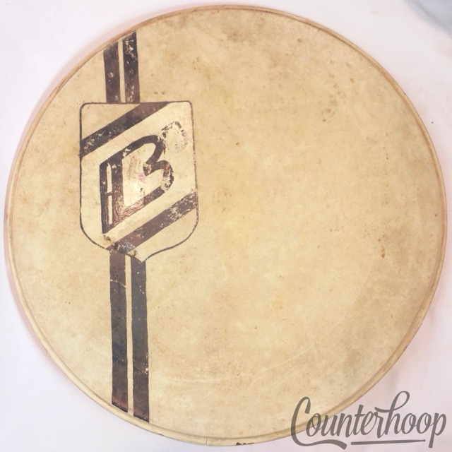 Gretsch 24"Calf Skin Bass Drum Head Vintage 40s USA Calfskin Resonant "B"Shield — main photograph
