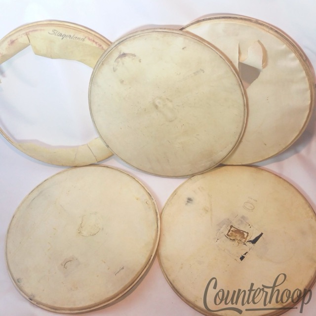 Slingerland 5x 22"Calf Skin Bass Drum Heads Calfskin Batter/Resonant Vintage 50s — main photograph