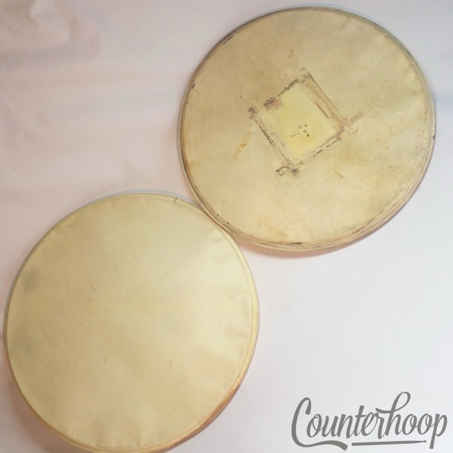 Slingerland 2x 22" Radio King Calf Skin Bass Drum Heads Calfskin USA Vintage 40s — main photograph
