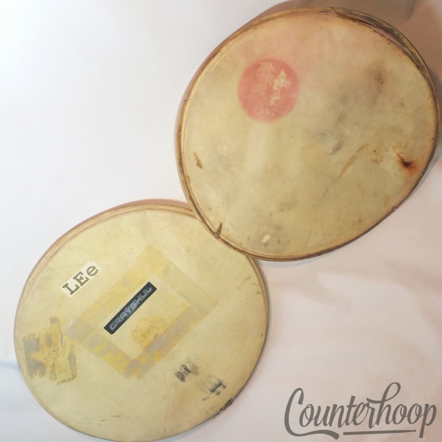Gretsch 2x 24" Broadkaster Calf Skin Bass Drum Heads Calfskin Vintage 40s USA RB — main photograph