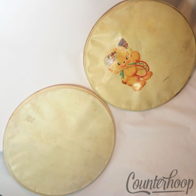 Leedy 2x 26" Calf Skin Bass Drum Heads Calfskin Vintage 40s USA Early American* — main photograph