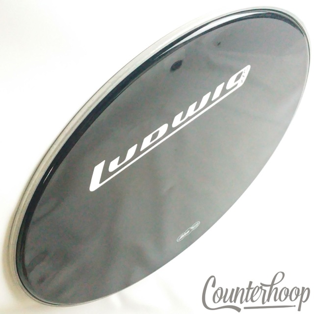 Ludwig 26"Bass Drum Head Vintage 60s-70s Resonant Logo Plastic USA Concert Ebony — main photograph