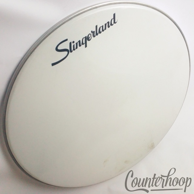 Slingerland 24" Bass Drum Head 60s-70s Vintage USA White Logo Resonant Plastic* — main photograph
