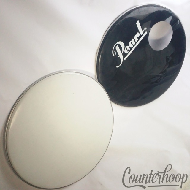 Pearl 24"Bass Drum Resonant Heads 2x Set White Batter+Ebony Ported Resonant 70s — main photograph