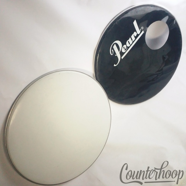 Pearl 24"Bass Drum Resonant Heads 2x Set White Batter+Ebony Ported Resonant 70s — main photograph
