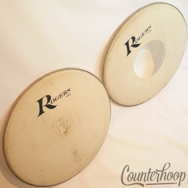 Rogers 22" Bass Drum Heads 2x Big R USA Vintage 70s Logo Batter/Resonant Coated — main photograph