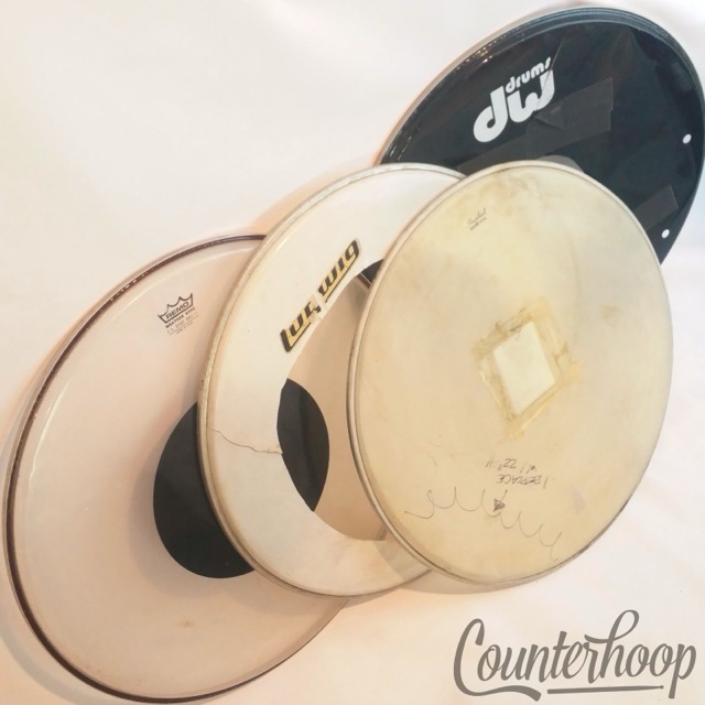 DW,Slingerland,Ludwig,Remo 4x 22" Bass Drum Heads Kick Batter Resonant Ebony Lot — main photograph