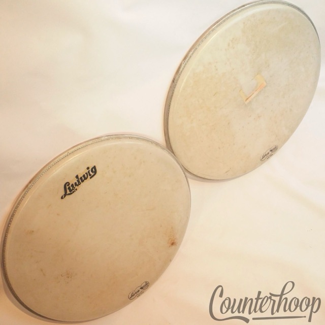 Ludwig 20"60s Script Logo Bass Drum Heads 2x Batter+Resonant White Super Classic — main photograph