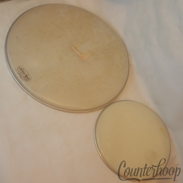 Ludwig 20"+12" 60s Script Logo Bass+Tom Drum Heads 2x Batter White Super Classic — main photograph