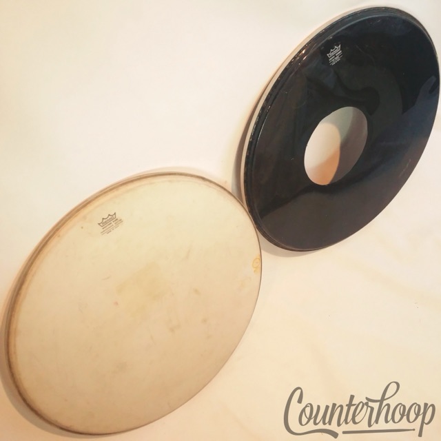 Remo 20" Bass Drum Heads 2x Ambassador Batter+Ebony CS Ported Resonant USA Kick — main photograph