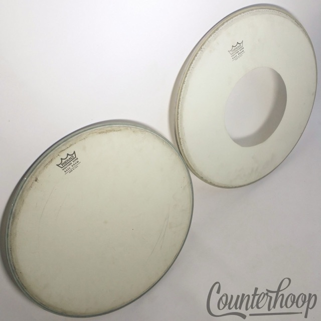 Remo 18" 2x Weather King Bass Drum White Coated Batter+Ported Resonant Heads USA — main photograph