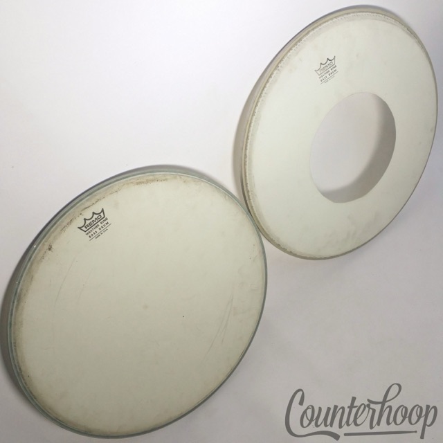 Remo 18" 2x Weather King Bass Drum White Coated Batter+Ported Resonant Heads USA — main photograph