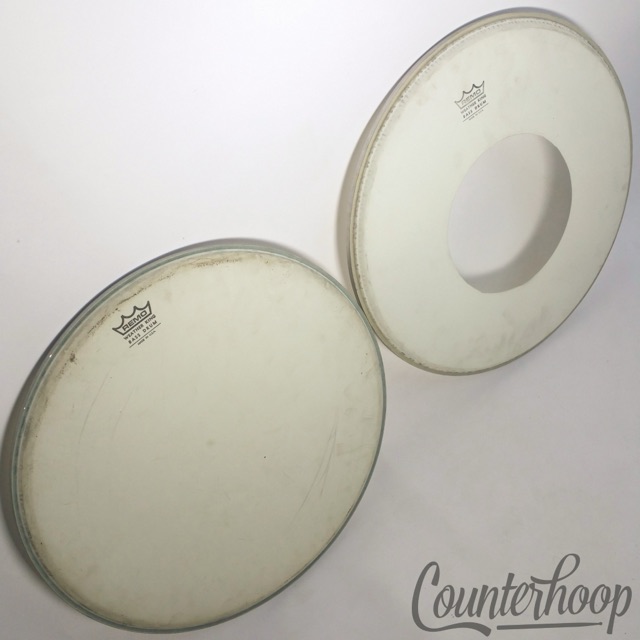 Remo 18" 2x Weather King Bass Drum White Coated Batter+Ported Resonant Heads USA — main photograph