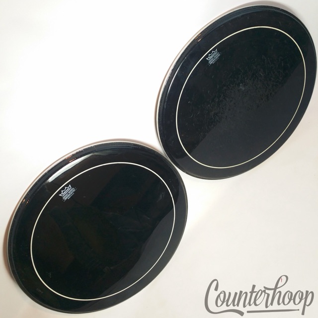 Remo 2x 18" Pinstripe Batter Ebony Series Floor Tom Drum Heads Made In USA* — main photograph