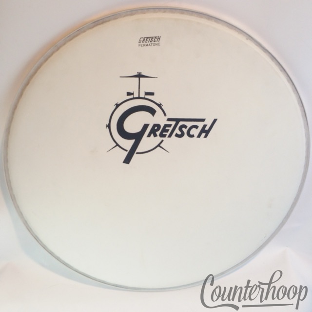 Gretsch 18" White Coated Bass Drum Resonant Logo Head Permatone Vintage 60s Bop — main photograph