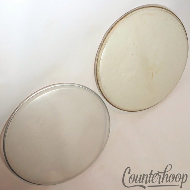 2x 16" Snare Drum Resonant Heads Lot Clear+White Thin Vintage — main photograph