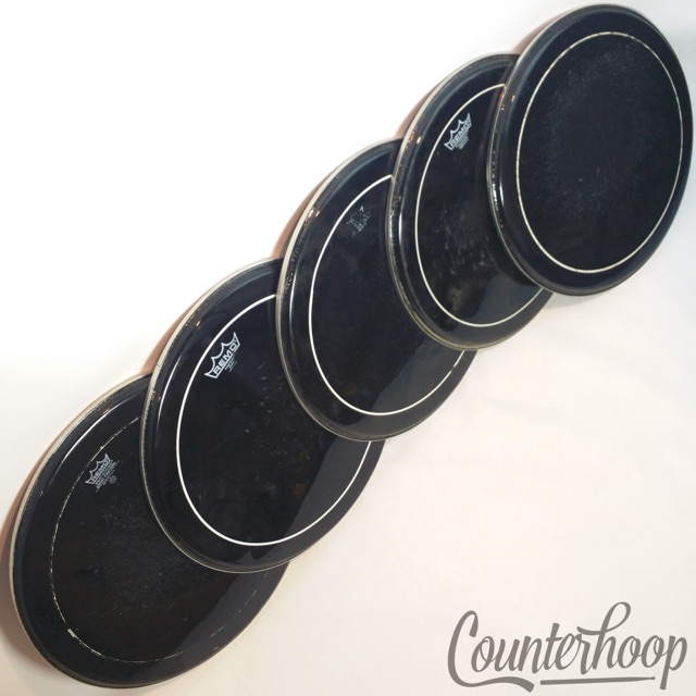 Remo 5x 16" Floor Tom Drum Heads Ebony Pinstripe Weatherking USA Batter* — main photograph