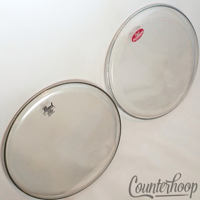 Pearl 2x 16" Floor Tom Drum Heads Clear Emperor Remo USA+ProTone Excellent* — main photograph