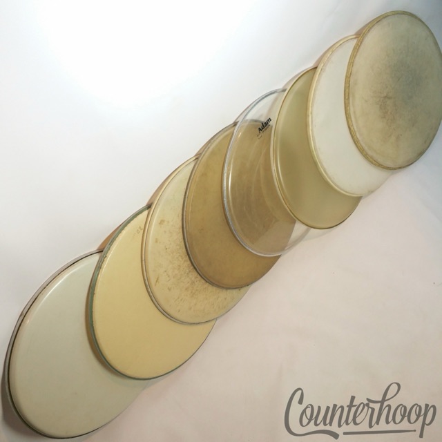 Vintage 8x 16" Floor Tom Drum Heads Lot Coated,Clear,Playon Plastic Ludwig USA* — main photograph