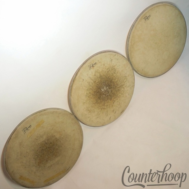 Rogers 3x 16" Big R Floor Tom Drum Heads Vintage 70s Coated Weatherking A-1 USA — main photograph