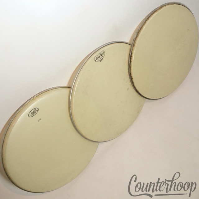 Ludwig 3x 16" Floor Tom Heads 60s Playon Plastic+Drum Corps Batter Keystone USA — main photograph