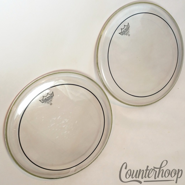 Remo 2x 14" Snare/Tom Drum Heads Pinstripe Weatherking Clear USA Excellent* — main photograph