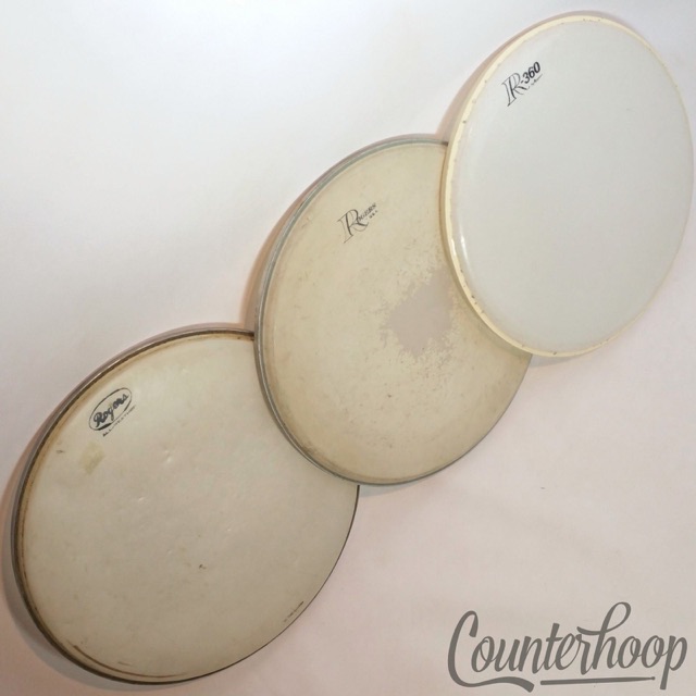 Rogers 3x 14" Snare/Floor Tom Drum Heads Coated Batter All Weather Script+Big R — main photograph