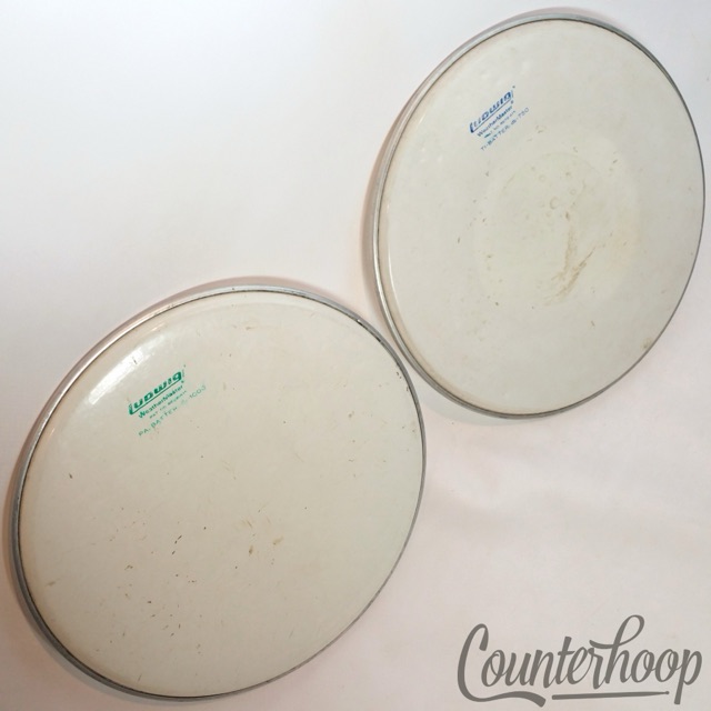 Ludwig 2x 14" Drum Heads Snare/Tom Vintage 70s db-1000/750 Weather Master USA* — main photograph