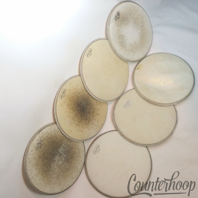 Ludwig 7x 13" Tom Drum Heads Lot 60s-70s Coated Cloud Weather Master Keystone* — main photograph