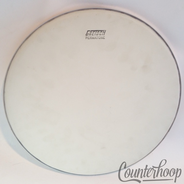 Gretsch 12" White Coated Tom Drum Head Permatone Vintage 60s Round Badge USA RB — main photograph