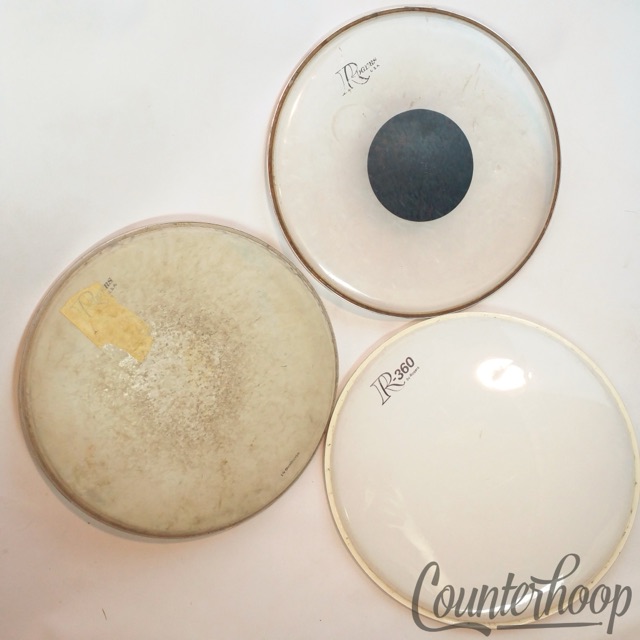Rogers 3x 12" Tom Drum Heads 70s Vintage Big R Weather King A-1/Black Dot/360* — main photograph