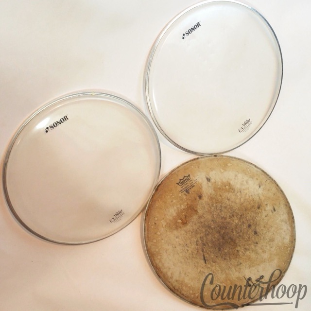 Sonor 3x 12" Tom Drum Heads Vintage Mallet Weather King Ambassador, 2x Remo UX* — main photograph