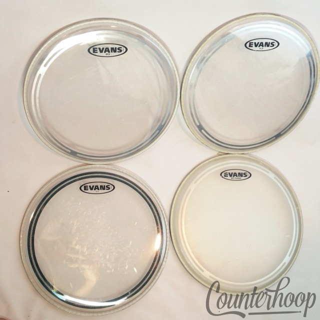 Evans 4x 12" Tom Drum Heads EC1 Clear + EC2 Coated USA Batter Muffler/Tone Ring — main photograph