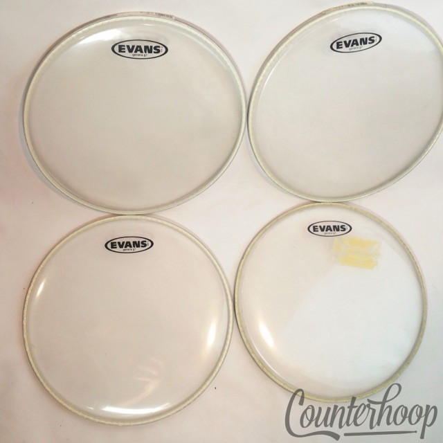 Evans 4x 12" Tom Drum Heads Genera G1 Clear USA Batter/Resonant 1-Ply Thin* — main photograph
