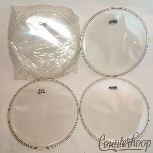 Attack 4x 12" Drum Heads 2 Ply Med Thin Clear Drumheads Batter/Resonant USA* — main photograph