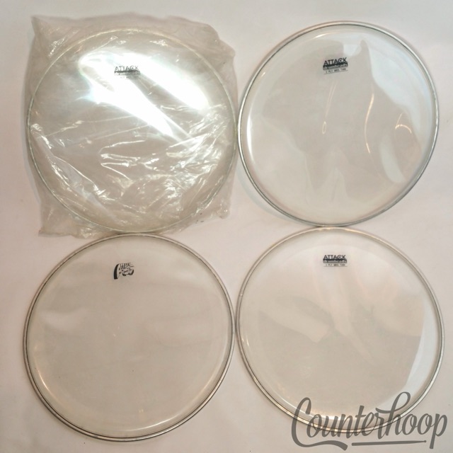 Attack 4x 12" Drum Heads 2 Ply Med Thin Clear Drumheads Batter/Resonant USA* — main photograph