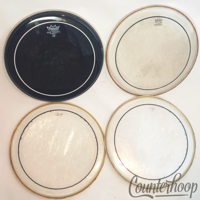 Remo 4x 12" Pinstripe Tom Drum Heads +Ebony Resonant/Batter Weather King USA* — main photograph