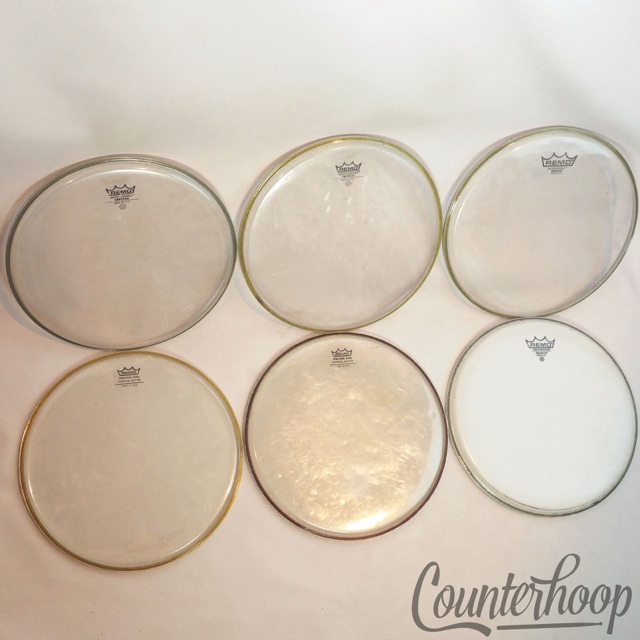 Remo 6x 12" Emperor Tom Drum Heads Clear+1x Coated Batter 2-Ply Weather King USA — main photograph