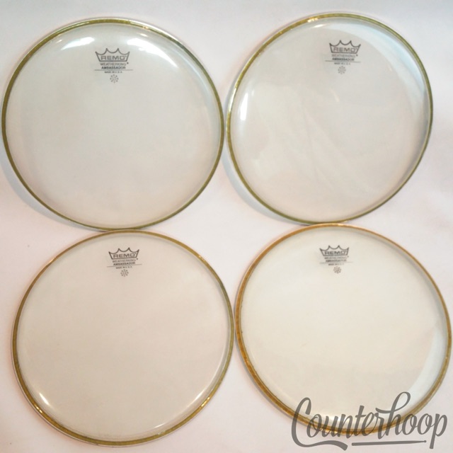 Remo 4x 10"Tom Drum Heads Clear Ambassador Batter/Resonant 1-Ply Weatherking USA — main photograph