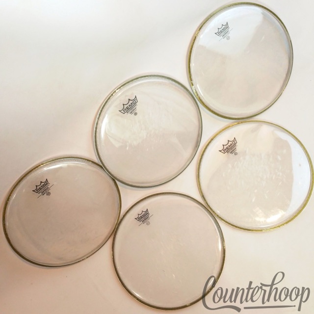 Remo 5x 10"Tom Drum Heads Clear Emperor Batter/Resonant 2-Ply Weatherking USA — main photograph
