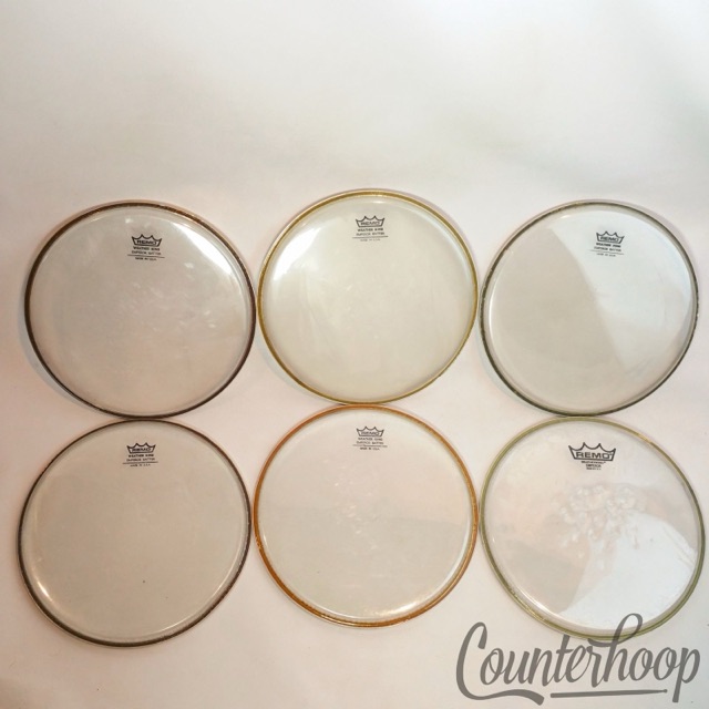 Remo 6x 10"Tom Drum Heads Clear Emperor Batter/Resonant 2-Ply Weatherking USA — main photograph