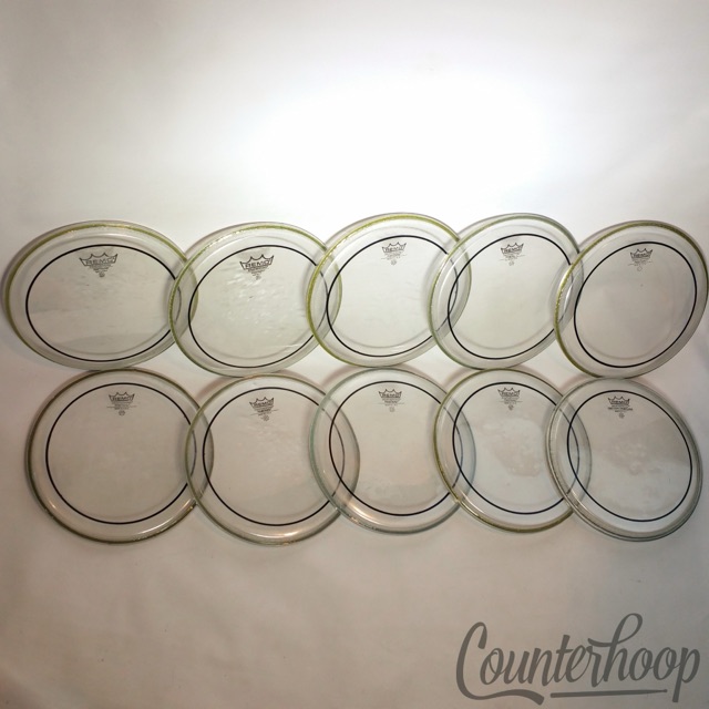 Remo 10x 10" Tom Drum Heads Pinstripe Batter/Resonant Clear Weatherking USA* — main photograph