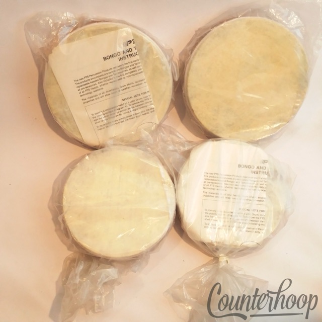 PTS Bongo/Tambourine Pre-Tensioned Drum Heads 6 1/2", 5 3/4" Set of 4x* — main photograph