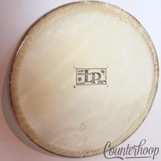 LP 9" Bongo Calf Skin Drum Head Latin Percussion USA Metal Flesh Hoop* — main photograph