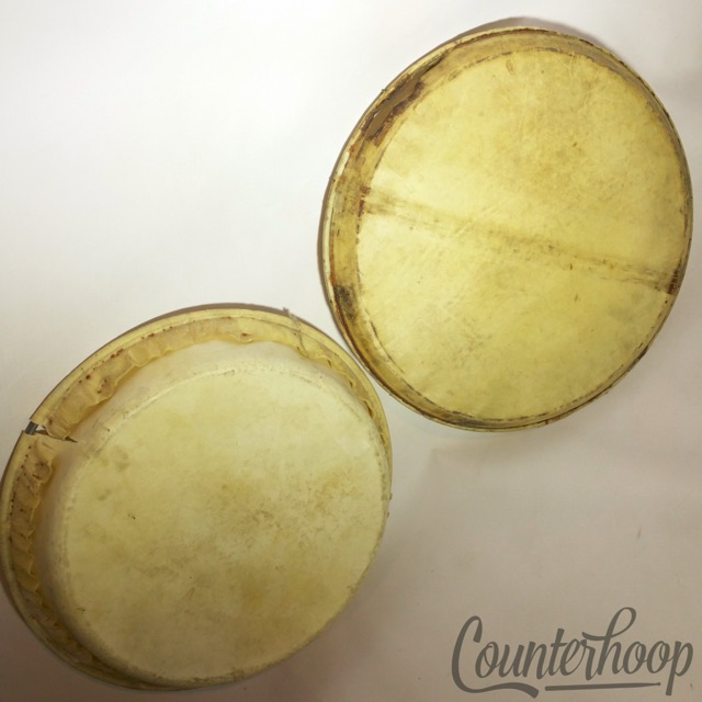 Vintage 2x Calf Skin Latin Percussion Drum Heads 10" Quinto Conga+12"Tom/Snare* — main photograph