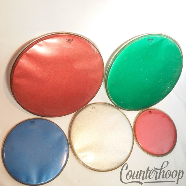 Remo Sparkltone Drum Heads Lot 2x 20"12,14,16"Bass/Tom/Snare Sparkletone Glitter — main photograph