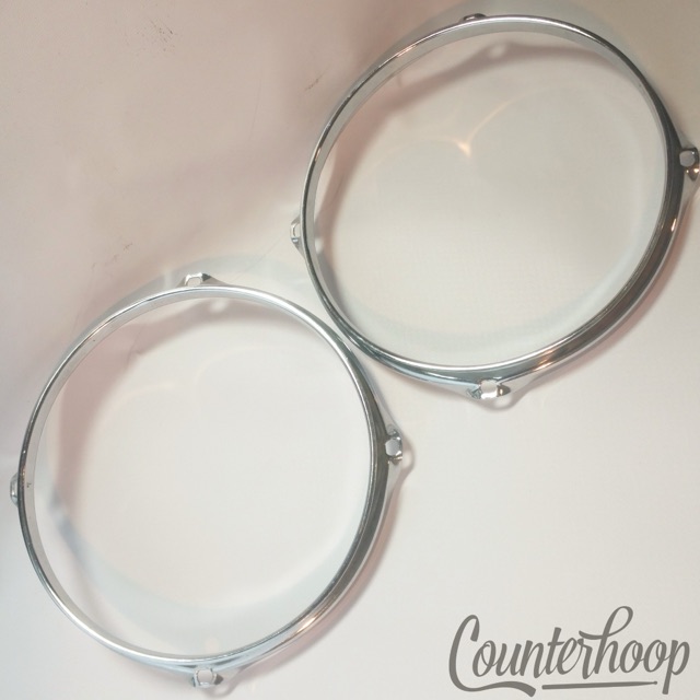 Pearl 2x 8" Tom Drum Rims/Hoops Triple-Flange Chrome 4-Hole Batter+Resonant Set — main photograph